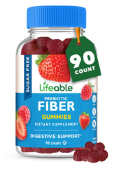 Lifeable Sugar Free Fiber Gummies bottle on a kitchen counter for daily digestive support