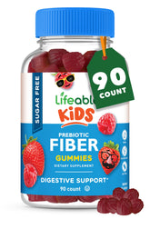 Lifeable Sugar Free Prebiotic Kids Fiber Gummies bottle shows sugar-free fiber option for kids' daily routine