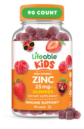 Lifeable Zinc for Kids 25mg bottle — easy daily gummy for immune support.