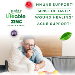 Lifeable Zinc Gummies 50mg per serving visual showing two gummies