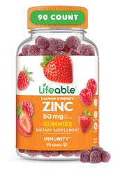Lifeable Zinc Gummies berry flavor bottle shown for daily immune support