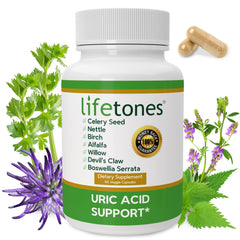 Life Tones Uric Acid capsules for convenient plant-based support