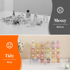 Lifewit clear four-level perfume riser with items at varied heights