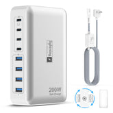 Lightning Ofertas 200W charging station front view with eight ports for multiple devices