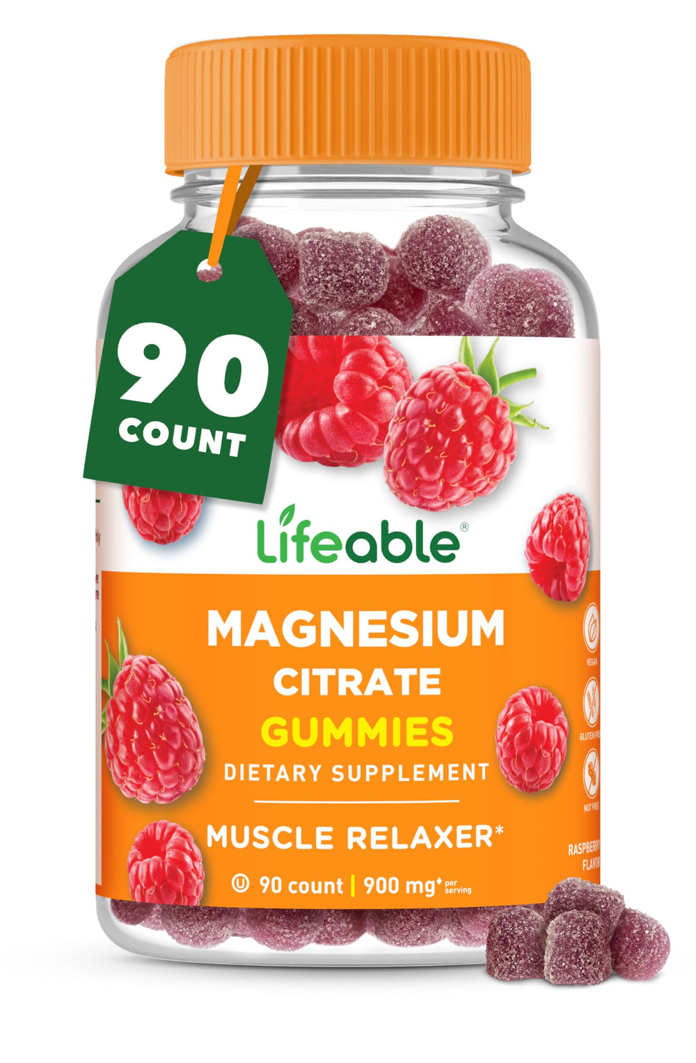 Lija Lifeable Magnesium Gummies bottle front showing raspberry flavor for daily use