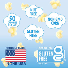 The 20-pack box of Like Air Puffcorn highlights convenient portions for lunch boxes.