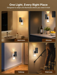 Likelgn black finish night light, sleek and unobtrusive in any room.