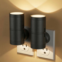 Likelgn night light wall-front view with offset plug, keeps adjacent outlets free.