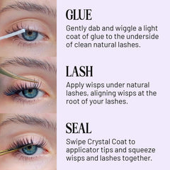 Lilac St under lashes glue application demonstrated for root alignment.