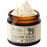 Lilei Beauty beef-tallow-balm-face-jar provides deep hydration for sensitive skin.