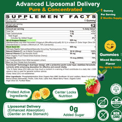 Close-up of LILICARE berry-flavored, sugar-free gummies for daily immune support