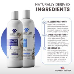 Lillian Ruff PRO blueberry extracts suggest refreshing, spa-like cleansing for pets.