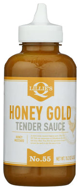 Lillie's Q Honey Gold Tender Sauce bottle for chicken tenders.