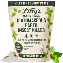 Lilly's Naturals diatomaceous earth bottle for safe home pest control.