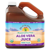 Lily of the Desert aloe juice bottle showing organic formula for daily wellness.