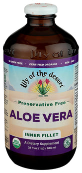 Lily of the Desert inner fillet aloe juice bottle pour supports daily wellness routine