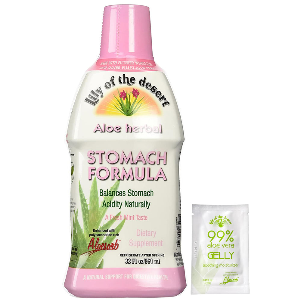 Lily of the Desert Stomach Formula bottle and label supporting gut comfort