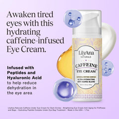 Swatch of LilyAna Naturals caffeine eye cream showing silky texture ready to smooth fine lines.