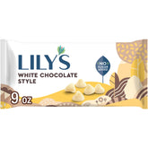 LILY'S White Chocolate Style No Sugar Added chips in 9 oz bag for gluten-free baking.