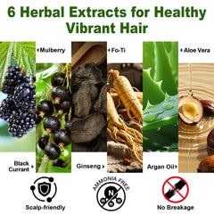 Limer Hair Dye Shampoo Natural Black shows color-coverage result