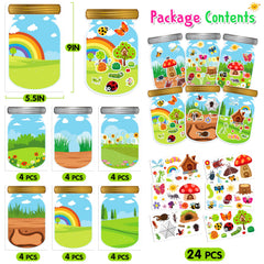 LINAYE bug stickers with six scene designs for classroom activities and spring crafts