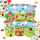 LINAYE insect stickers with jar scenes: colorful designs for kids' crafts and party decor