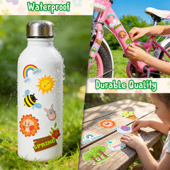 LINAYE spring stickers in waterproof vinyl stay durable on bottles and laptops
