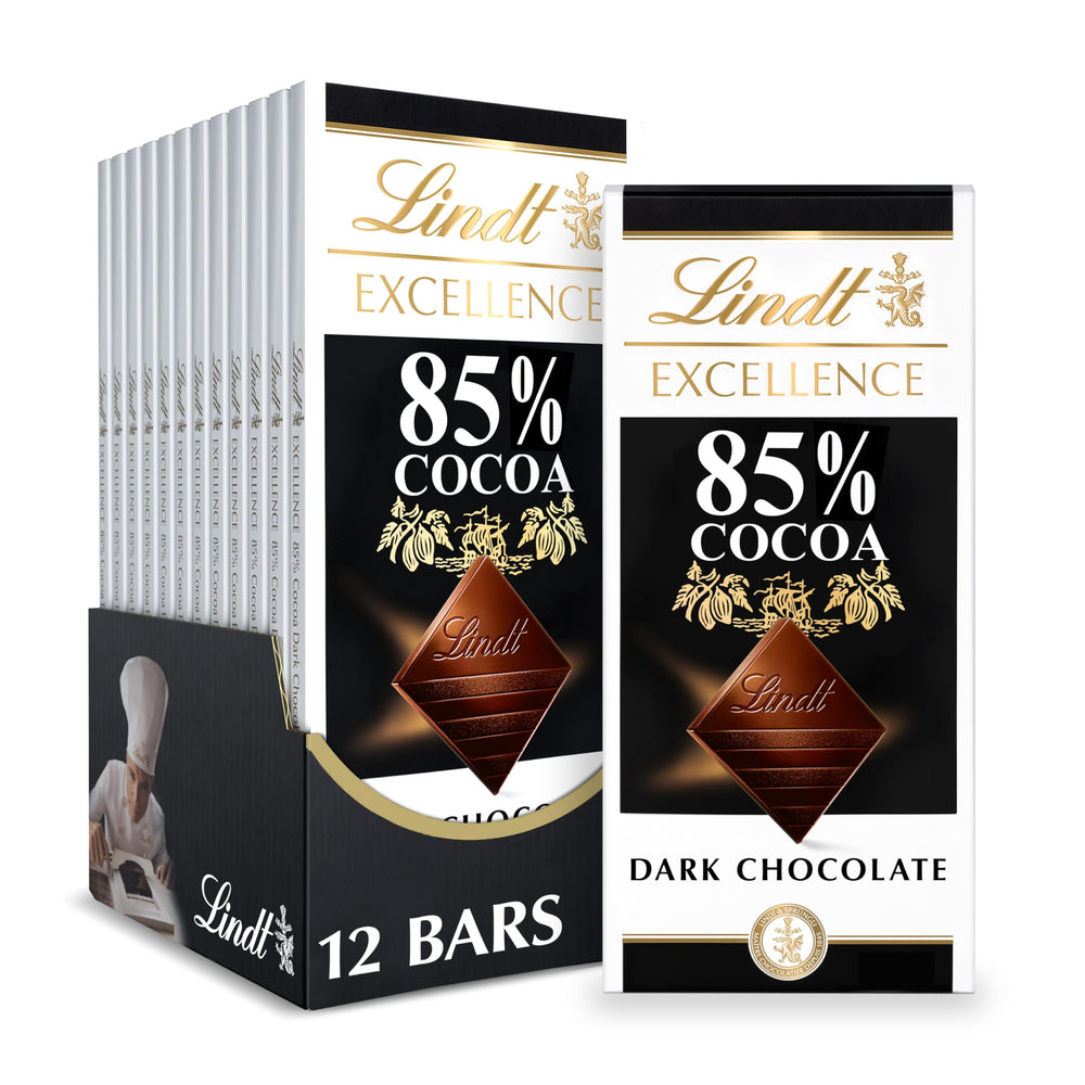 Lindt EXCELLENCE 85% packaging close-up, ideal for gifting premium chocolate.