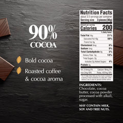 Lindt Excellence 90% bar squares, pre-portioned for balanced tasting.