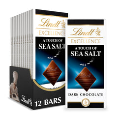 Lindt EXCELLENCE Sea Salt packaging showcases premium gifting appeal.