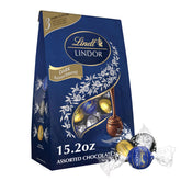 Lindt LINDOR assorted dark chocolate truffles bag ready for sharing.