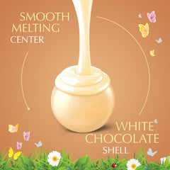 Lindt LINDOR Carrot Cake filling cross-section reveals carrot cake swirl inside