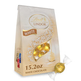 Lindt Lindor white chocolate truffles pack, ideal for gifting and sharing.