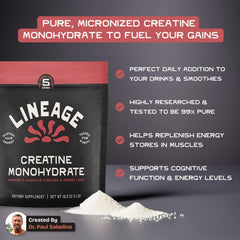Lineage Provisions creatine with sea salt dissolving quickly in liquid.