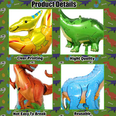 Lingqiang dinosaur foil balloons – giant photo backdrop for kids' dinosaur party.