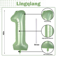 Lingqiang giant olive-green foil balloon floats as a striking centerpiece.