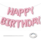 Lingqiang happy birthday banner letters on pastel pink, ideal for photo-ready party decor.