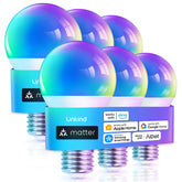 Linkind Matter smart bulb pack shot showing six bulbs for easy room lighting upgrades.