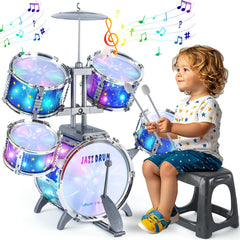 LinseyFun upgraded kids drum set with star lights for engaging rhythm play