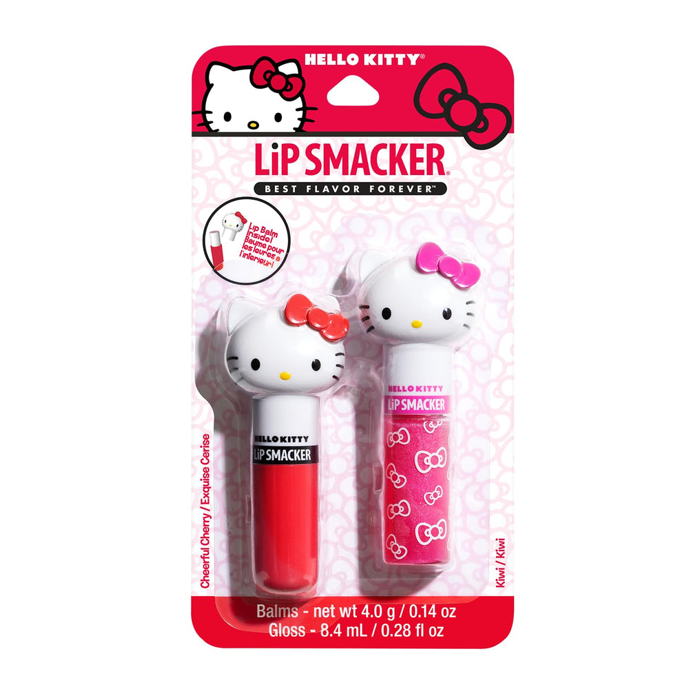 Lip Smacker Lippy Pals Hello Kitty packaging shows a fun, giftable lip balm duo for fans.