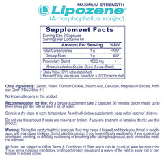 Lipozene Mega Bottle pour capsules showing easy pre-meal regimen.
