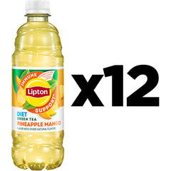 Lipton Green Tea Pineapple Mango bottle showing tropical flavor and diet profile