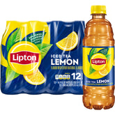Lipton Iced Tea Lemon bottle on table for quick refreshment.