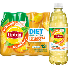 Lipton Immune Support Diet Pineapple Mango bottle front, refreshing sugar-free flavor