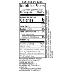 Lipton Immune Support Diet Pineapple Mango bottle label, zero calories per bottle