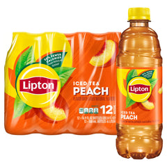 Lipton Peach Iced Tea bottle closeup showing peach aroma and refreshing flavor