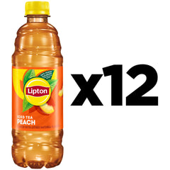 Glass with Lipton Peach Iced Tea and ice highlights a sunny, refreshing beverage option