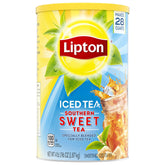 Lipton Southern Sweet Iced Tea canister for easy at-home brews, yielding 28 quarts.