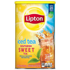 Lipton Southern Sweet Iced Tea label highlights simple preparation and classic flavor.
