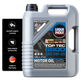Liqui Moly Top Tec 6600 0W-20 bottle pour for smooth filling and cold start readiness